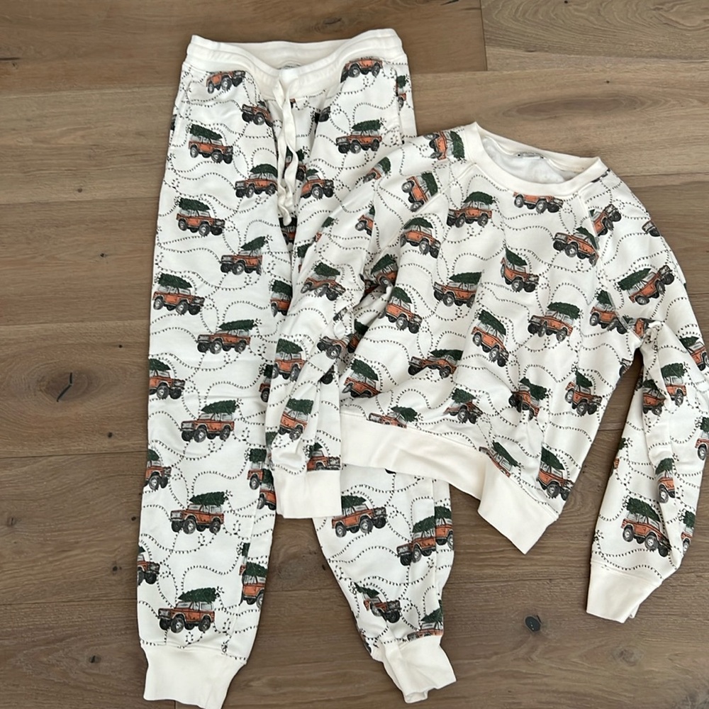 American Eagle Outfitters White Pajama Set with Truck Design